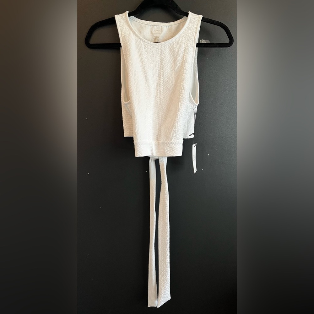 RE ONA White Tie Around Crop